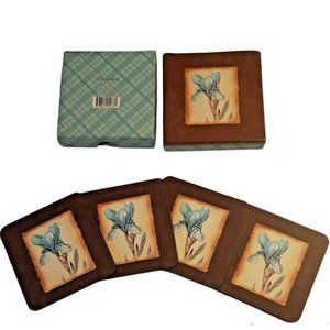 4 Brownlow Iris Cork Back Coasters In Box